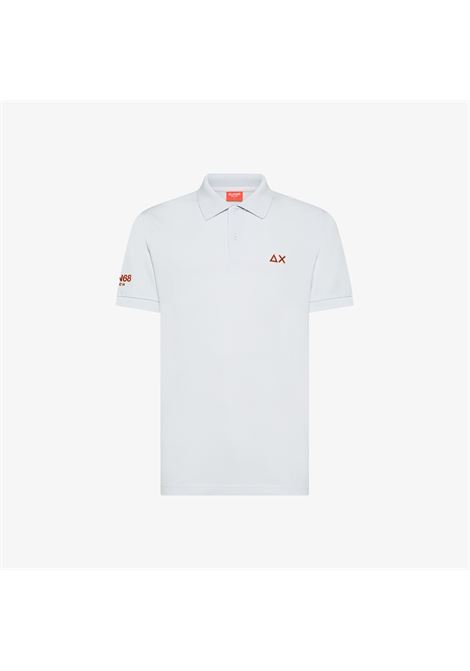 Polo con sottocollo a contrasto in piquet di cotone bIANCO AX SUN68 | A36150141 01